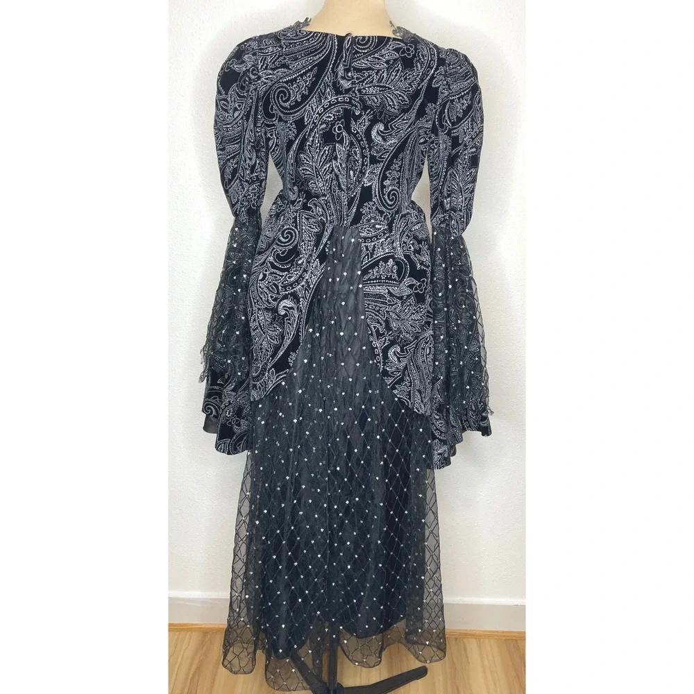 Womens Dress Gothic Victorian Renaissance 12 Black Silver